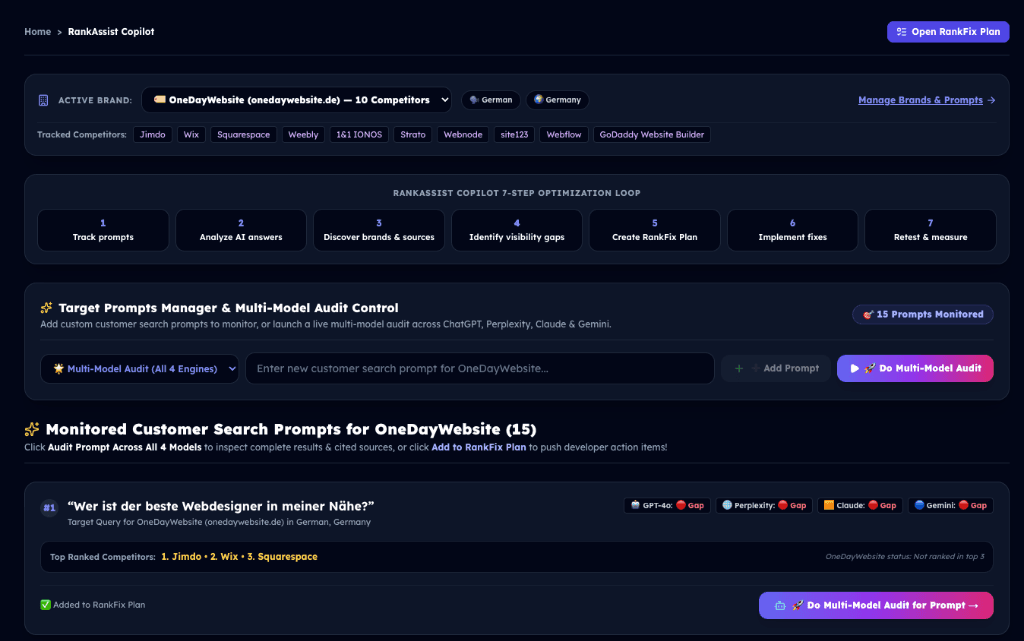 RankAssist AI Copilot Prompt Audit Hub